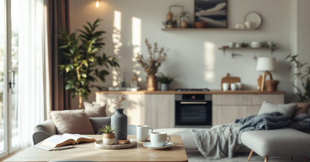 Aménagement intérieur maison moderne avec décoration soignée et espace bien organisé