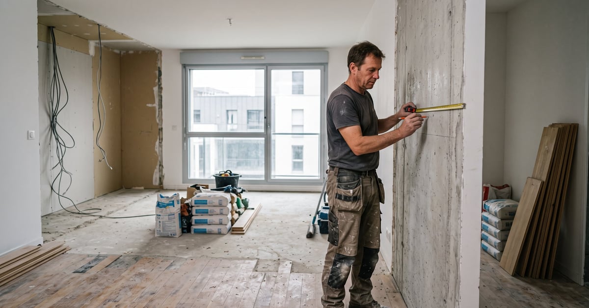 Rénovation appartement prix m2 : travaux en cours dans un intérieur moderne